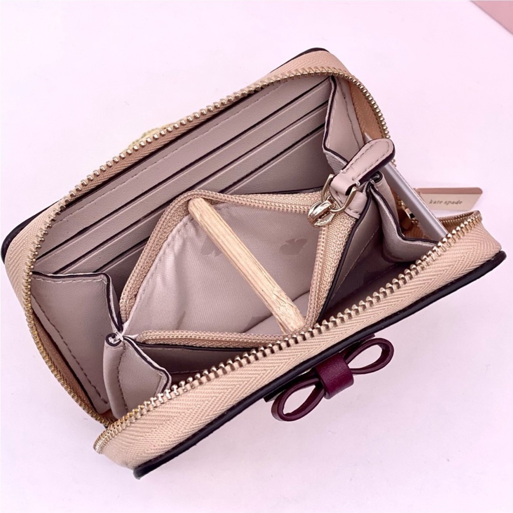 NWT Kate Spade / Wrapping Party - Glittering Rose Gold / Small Zip Card Wallet - Picture 6 of 11